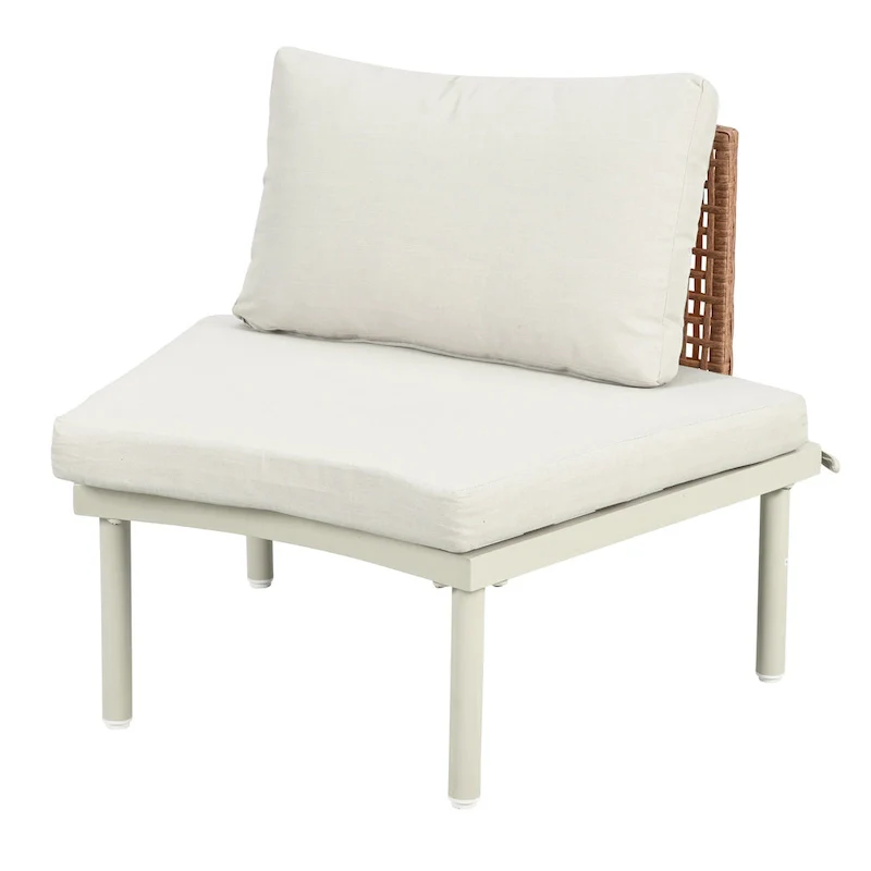 Elegant 8-Piece Modular Half Moon Patio Sofa Set with High-Low Coffee Tables