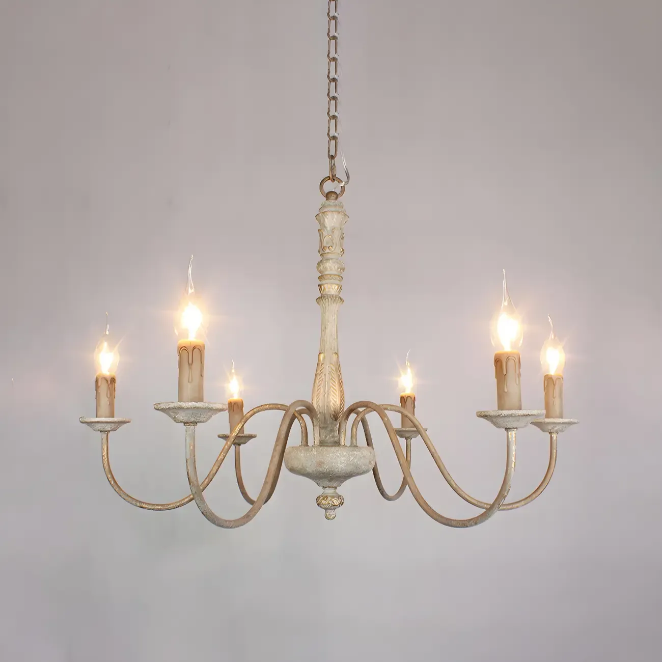 Traditional Adjustable 6-light Empire Wood Candelabra Chandelier