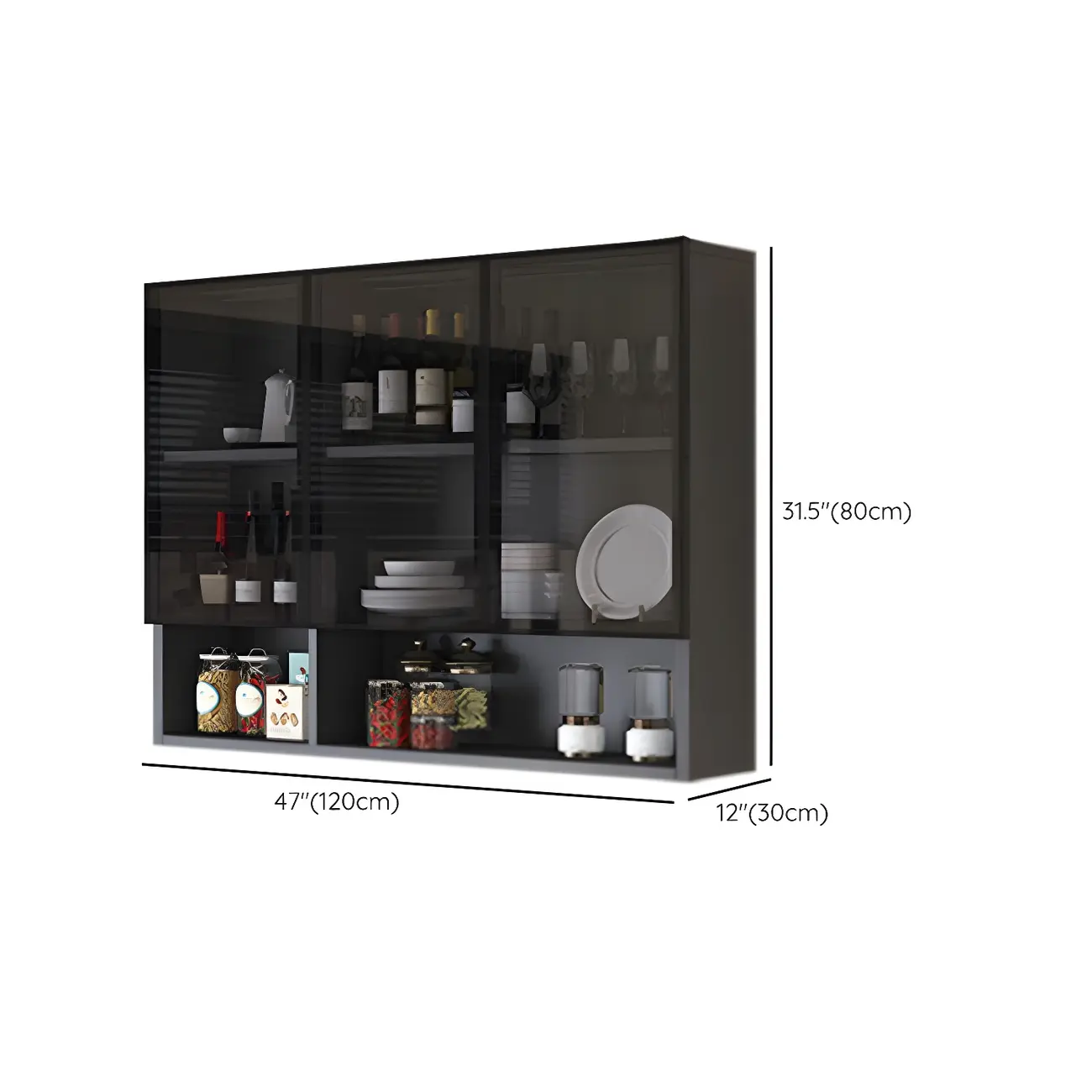 Kitchen Grey Wooden Wall-Mounted China Cabinet