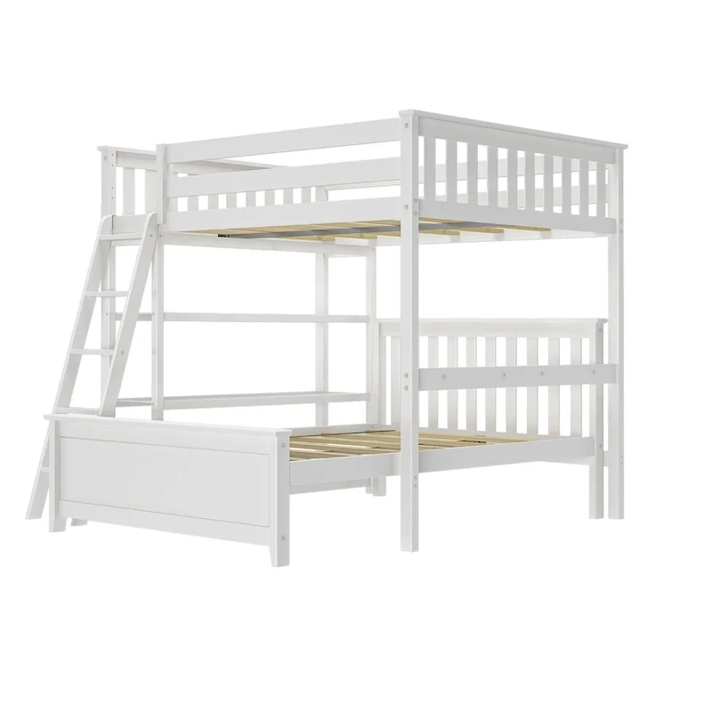 Plank and Beam L-Shaped Full over Full Bunk Bed with Bookcase