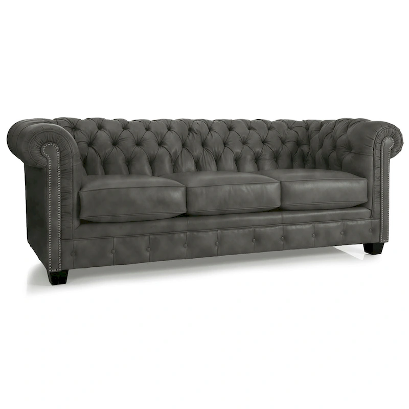 Hancock Tufted Top Grain Italian Leather Chesterfield Sofa - 31 H x 86 W x 40 D