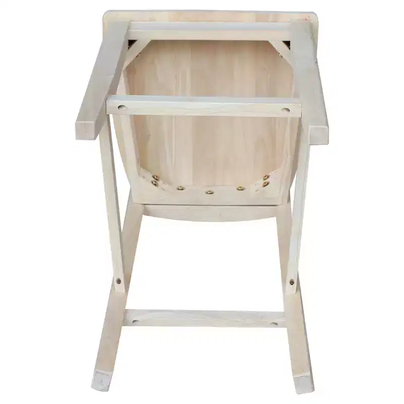 24" Ava Counter Height Barstool Unfinished - International Concepts: Solid Wood, Square Seat
