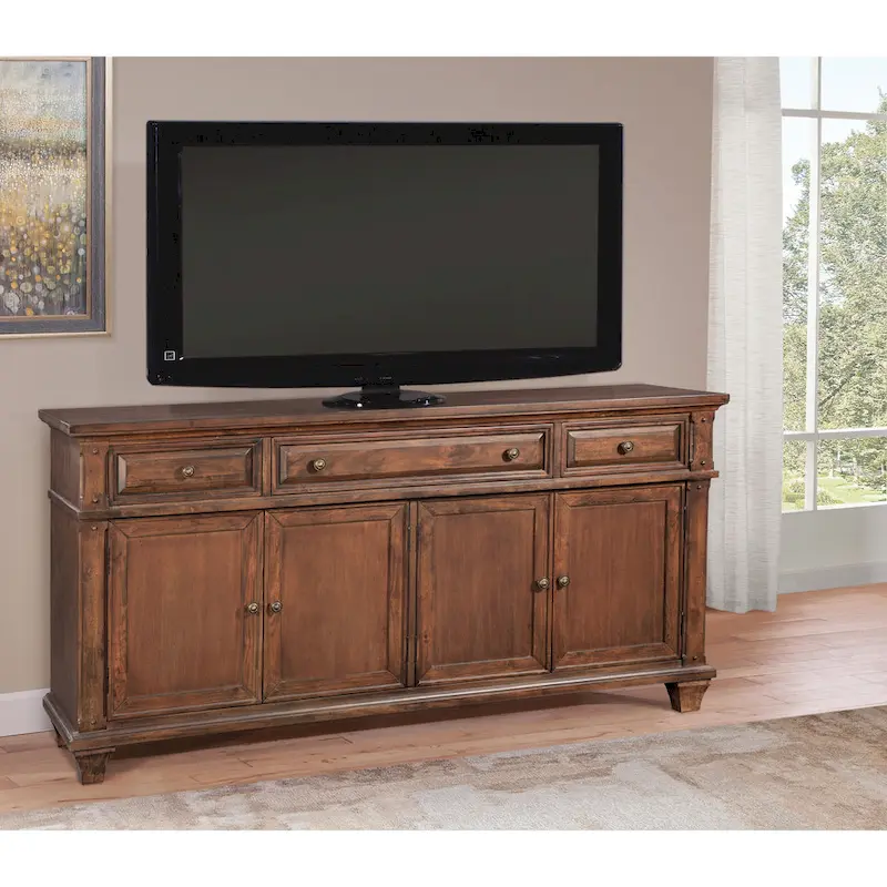Country-Style Cherry-Finish 72-Inch TV Stand — 72 Inches Wide