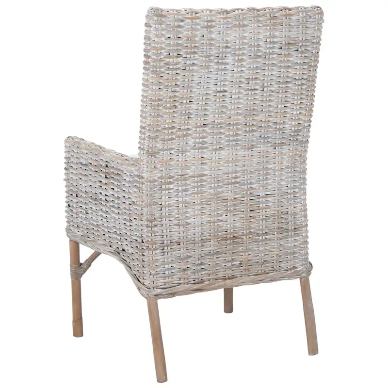SAFAVIEH Winnifred Coastal Rattan Accent Chair with Cushion - 18.5 W x 22.8 L x 38.2 H - 19Wx23Dx38H