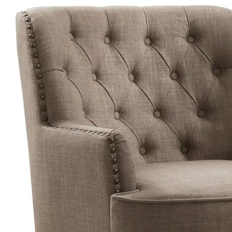 Moser Bay Mignon Velvet / Linen 30  Wide Tufted Wingback Accent Chair