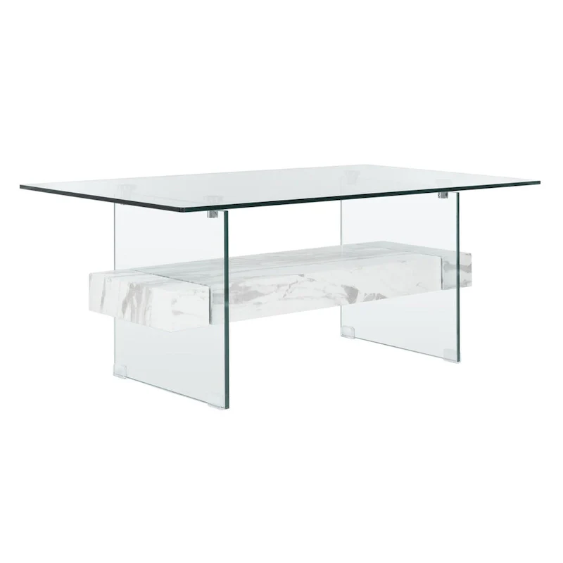SAFAVIEH Gennie Modern Glass Coffee Table - 43.3  x 23.6  x 16.5  - 43Wx24Dx17H