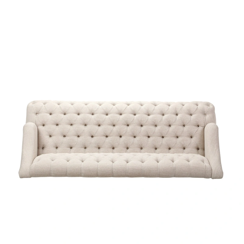 Modern 73.25 Button Tufted 3-Seater Sofa with Birch Legs