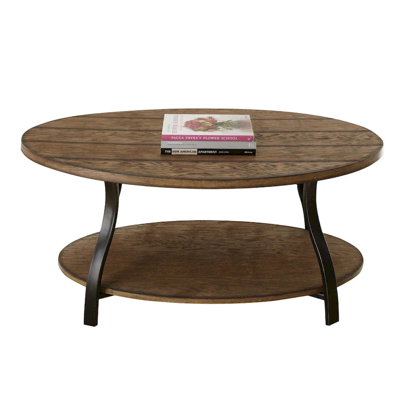 Steve Silver Buffalo Oval Wood and Metal Coffee Table