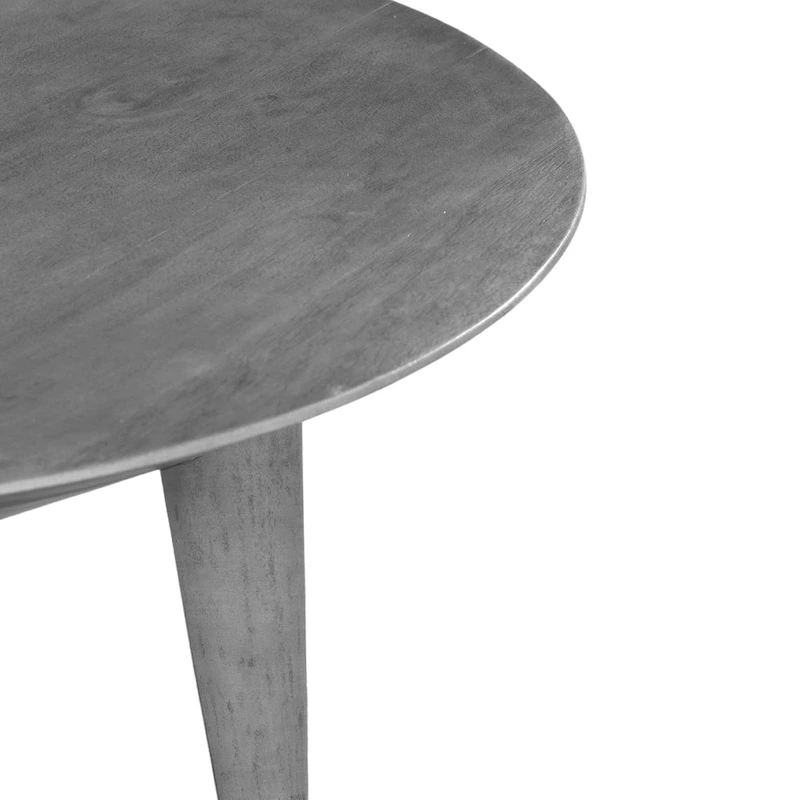 Venus 28 Inch Coffee Table with 3 Tapered Splayed Legs, Gray Mango Wood