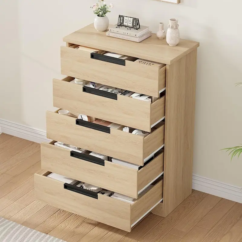 Natural 5 Drawer Dresser for Bedroom, Living Room, Nursery