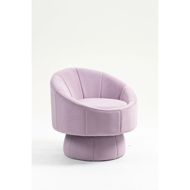 Modern 28.75 Velvet Upholstered 360 Swivel Accent Chair with Wood Frame and Waist Cushion