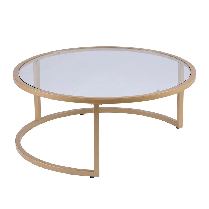 SEI Furniture Grant Round Gold Nesting Coffee Table - Set of 2