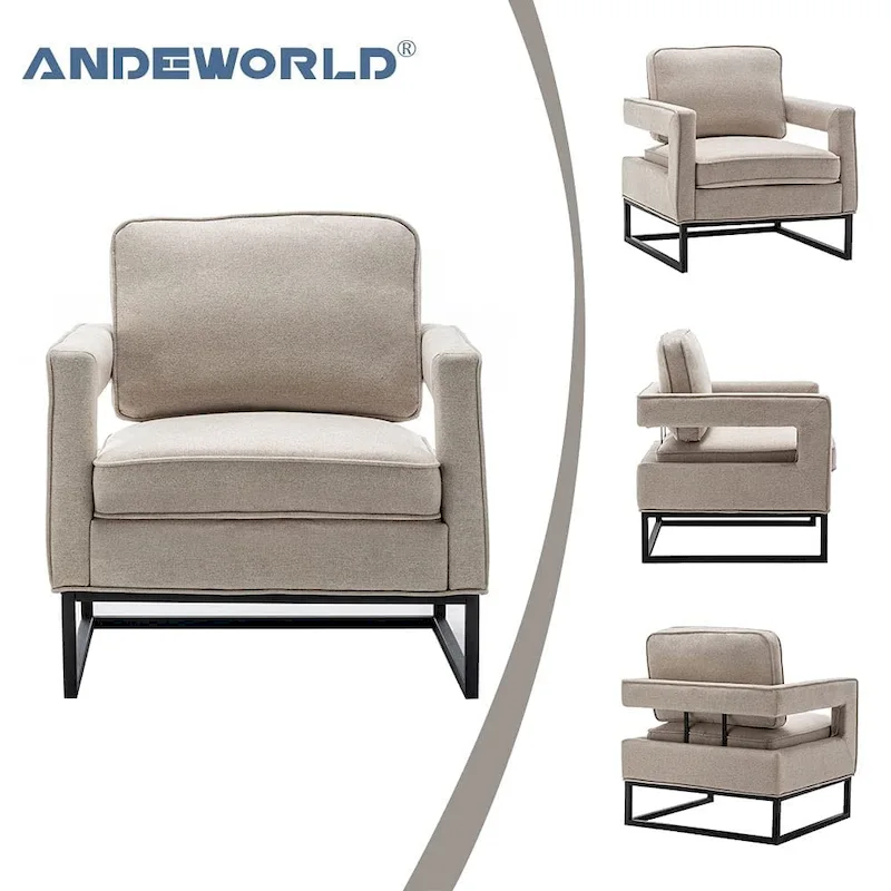 Modern Arm Accent Chair, Mid Century Living Room Chair Upholstered Lounge Chair