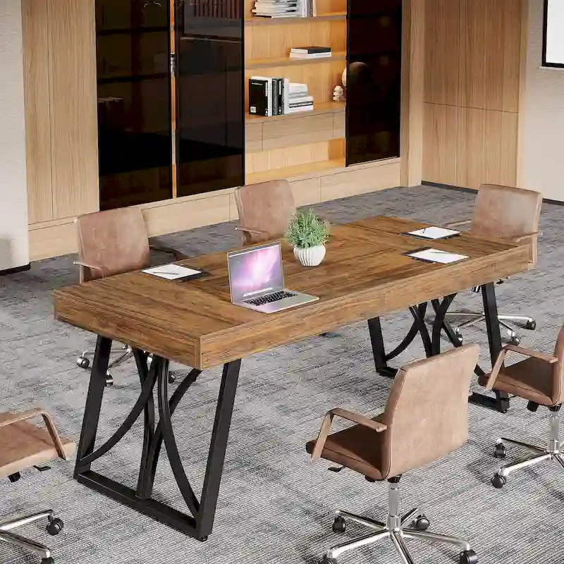 63-Inch Conference Table for 6-8 People, Rectangular Meeting Table