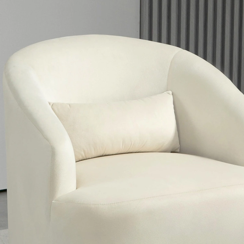 Accent Chair with Barrel-shaped Design and 360 Degree Swivel Feature