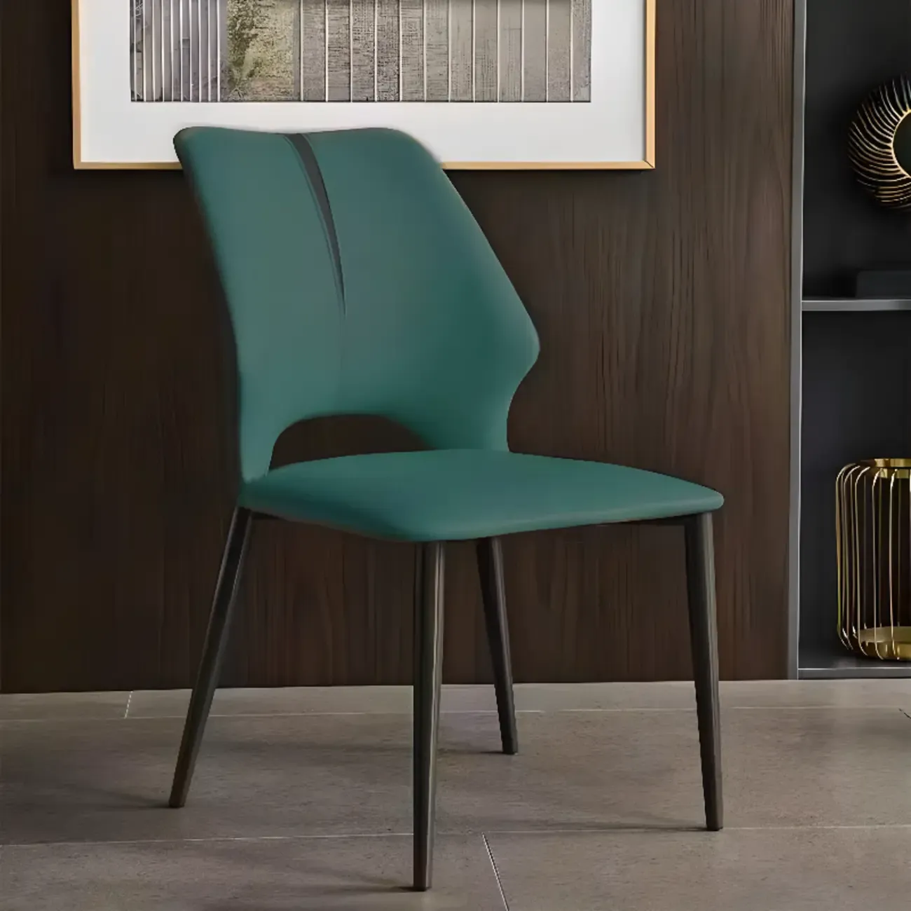 Modern Faux Leather Open Back Armless Dining Chair