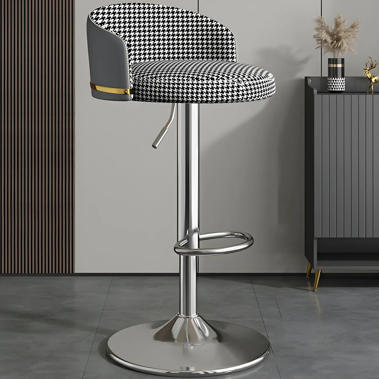24 Inch Faux Leather Bar Stool Height Adjustable Modern
