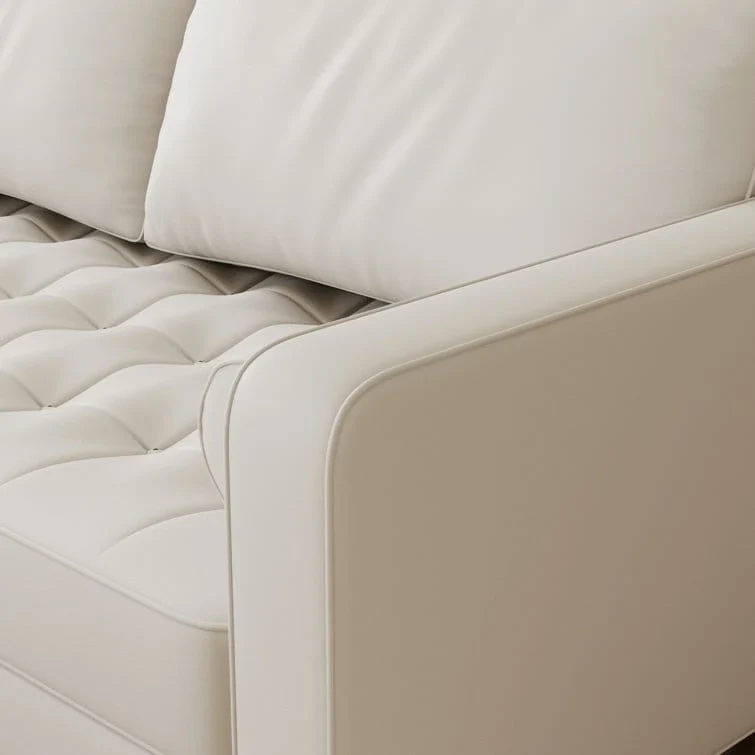 70-Inch Faux Leather Tufted Sofa