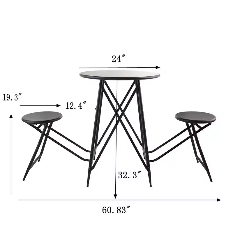 GDFStudio Roski Industrial Iron Folding Dining Set
