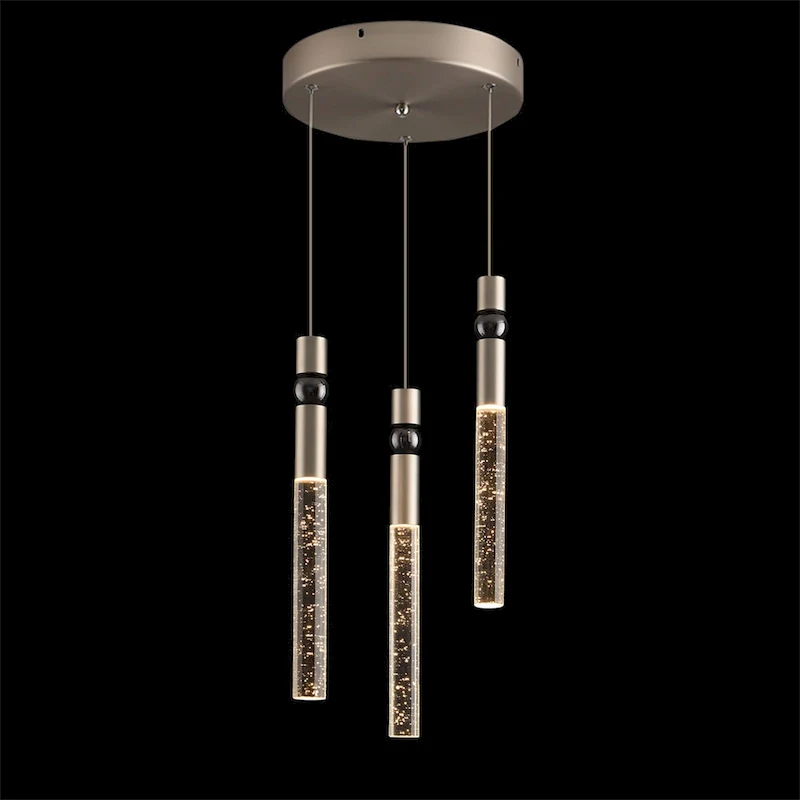 3-Light LED Crystal Pendant Light, Dimmable Ceiling Hanging Light Fixture