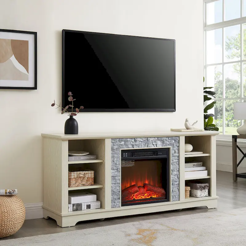 Mantel Electric Fireplace TV Stand with Fireplace Insert