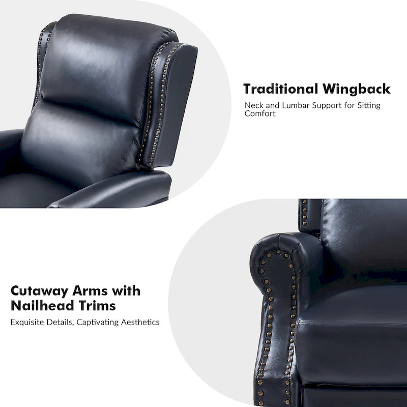 Terri Traditional Vegan Leather Manual Push Back Recliner Set of 2 by HULALA HOME