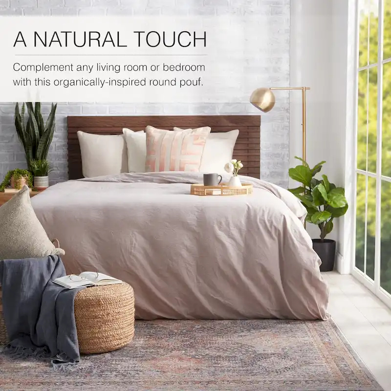 Juniper Home Saba Round Jute Pouf Ottoman/Foot Stool