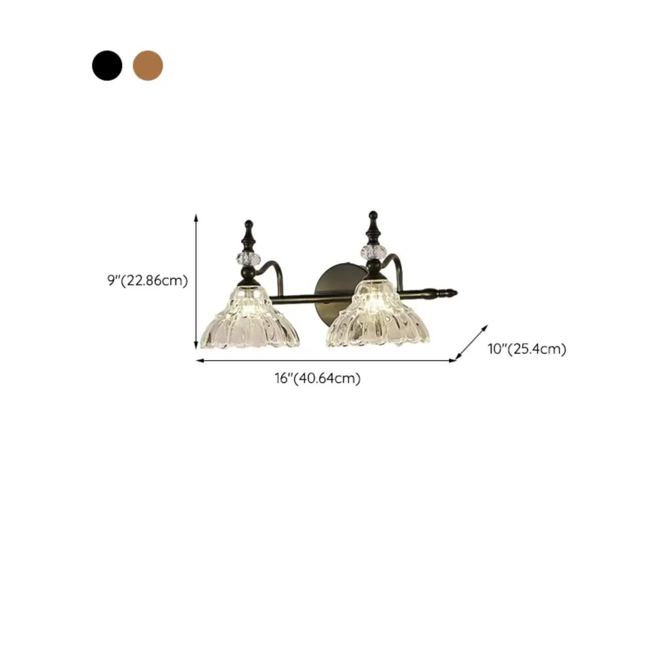 Modern Flower Glass Bathroom Vanity Light in Black/Brass