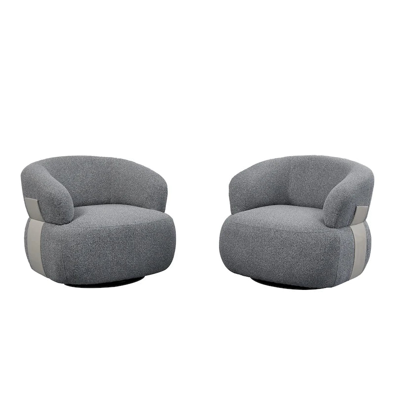 33W 360 Swivel Modern Barrel Chair Accent Chair Set of 2