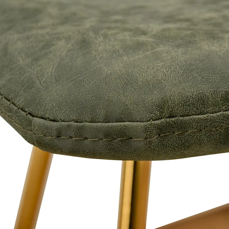 Leather Dining Chair Set of 4 With Gold Metal Legs Modern Accent Side Chair