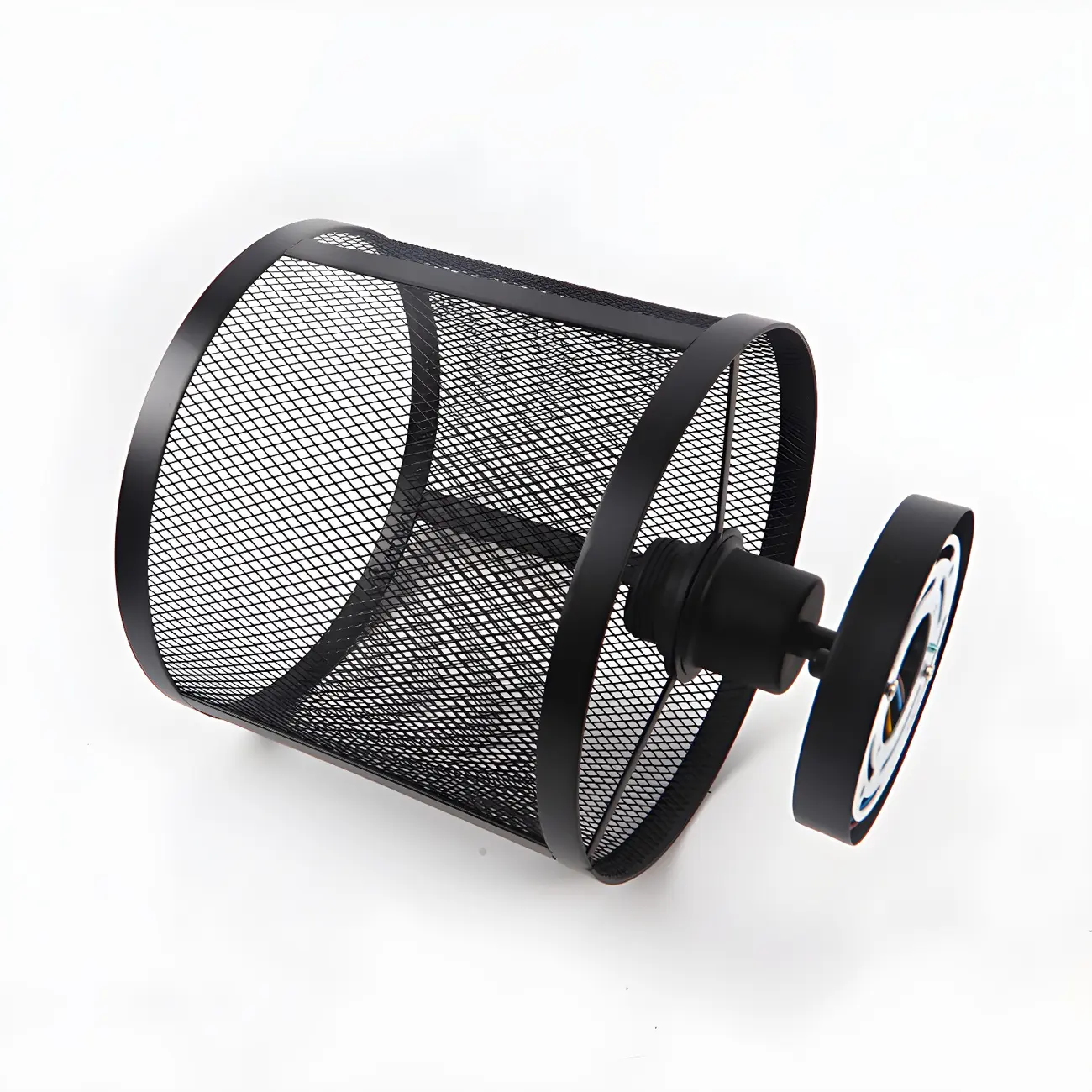 Industrial Black Iron Mesh Cylinder Semi Flush Ceiling Light