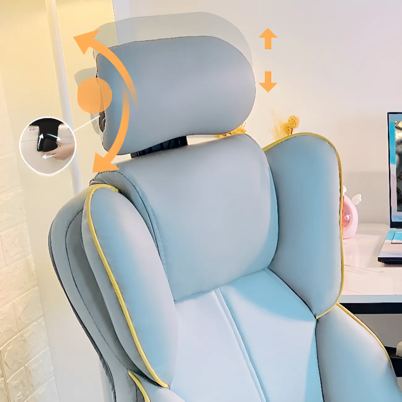 Modern White Leather Reclining Office Chair