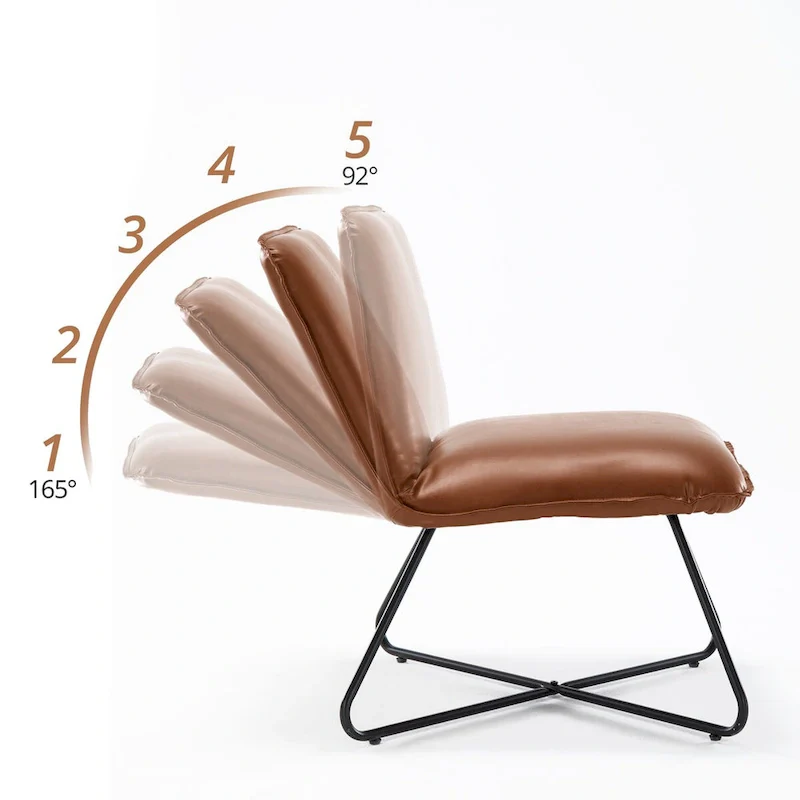 Mid Century Faux Leather Accent Chair With Adjustable Backrest Set of 2 - 31.5 H X 22.2 W X 23.6 D