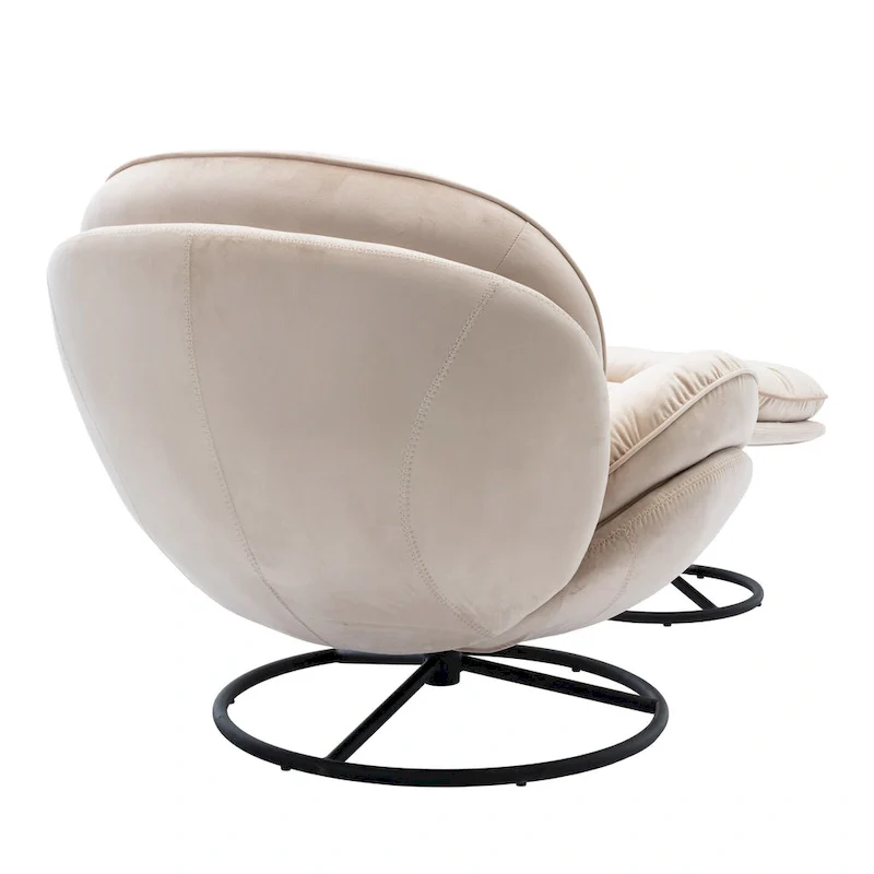 Beige Modern 31.7 Swivel Accent Chair with Ottoman