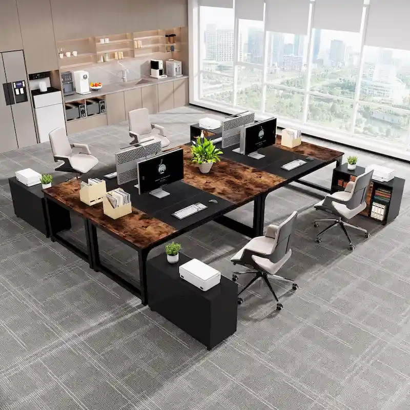 63 L-Shaped Executive Desk with 40 File Drawer Cabinet