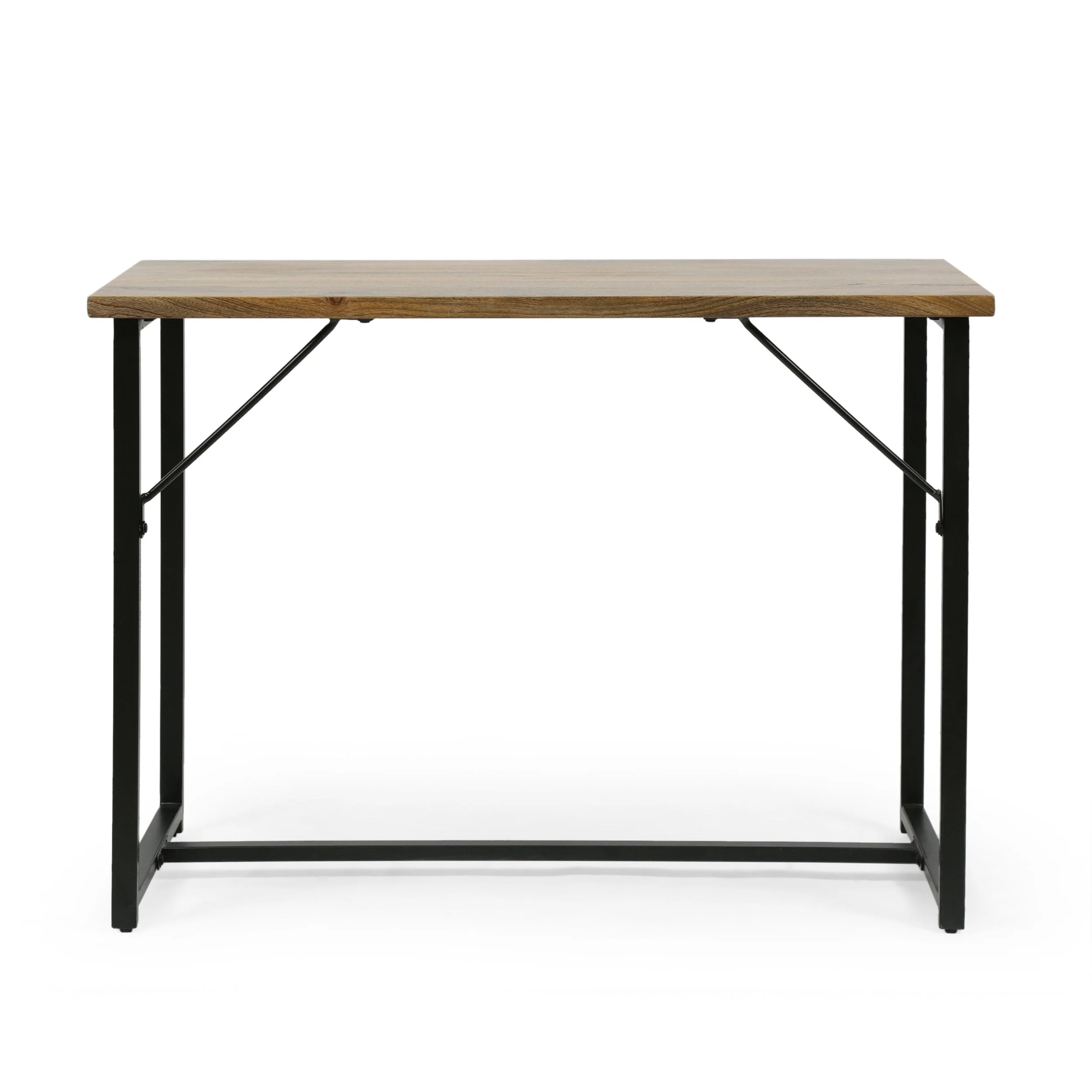 Modern Industrial Handcrafted Mango Wood Desk, Honey Brown and Black - NH564413