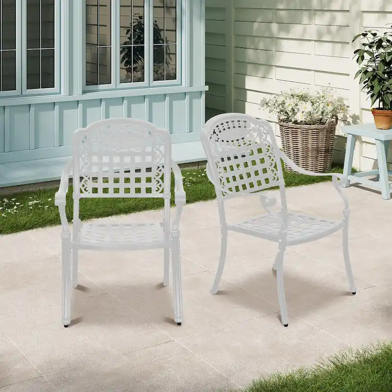 Clihome Cast Aluminum Patio Dining Chairs (Set of 2)