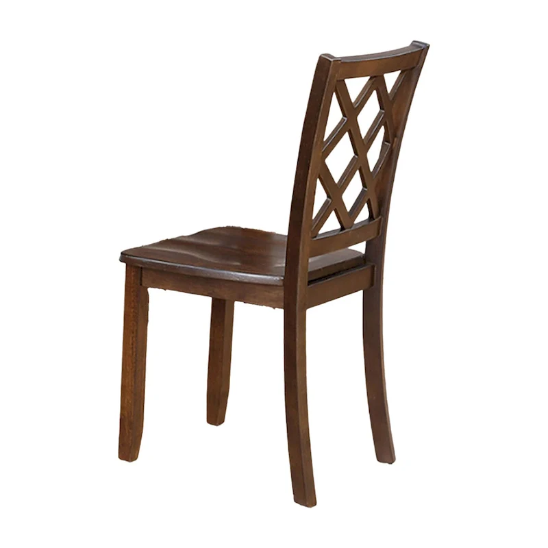 5 Piece Dining Table Set, 4 Cross Back Chairs, Cherry Brown Solid Wood