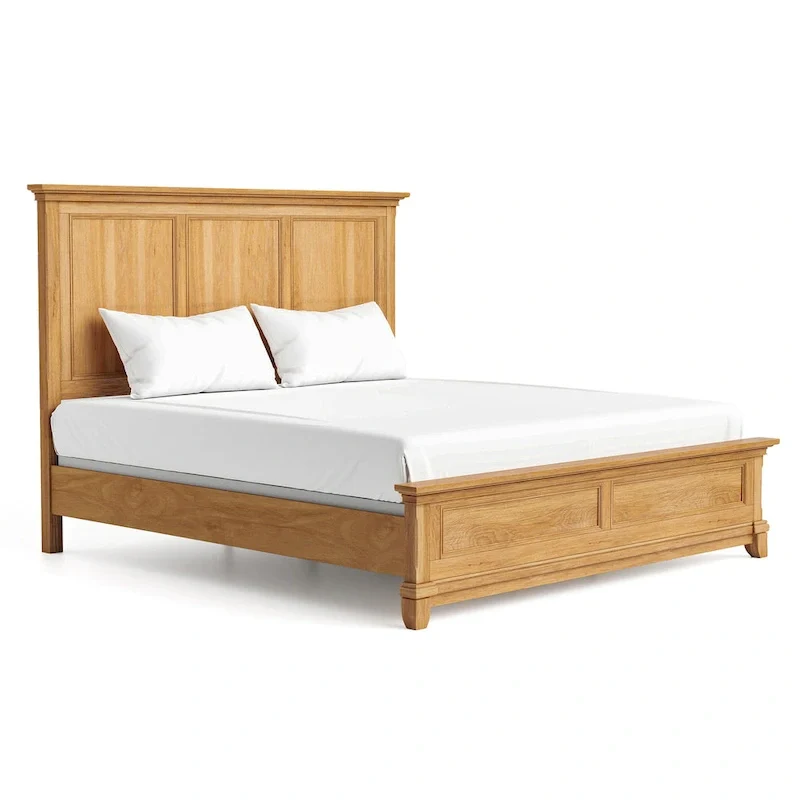 Furniture of America Wellington Farmhouse Natural Oak Solid Wood Panel Bed