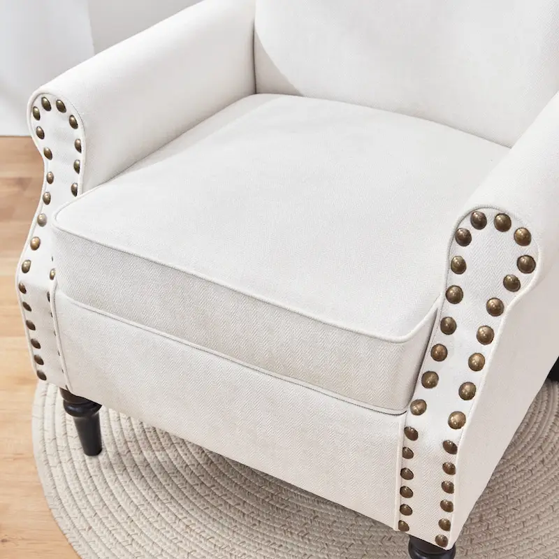 Mid-Century Modern Upholstered Accent chair with Solid Wood Legs