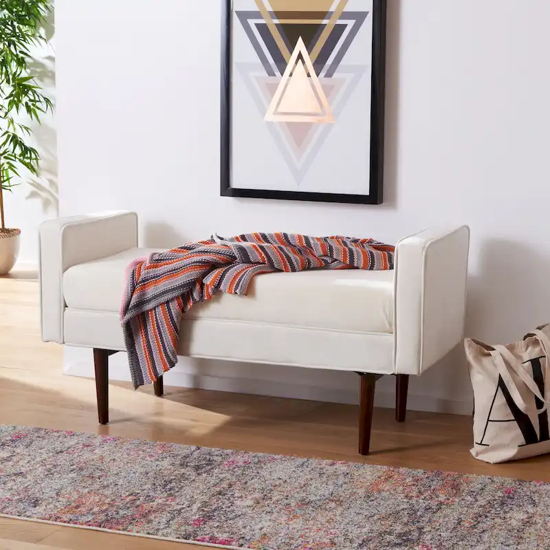 SAFAVIEH Rosalee Mid-Century Modern 25-inch Bench - 49 W x 18 L x 25 H - 49Wx18Dx25H