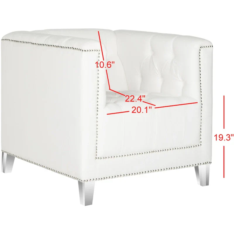 SAFAVIEH Kamilah White/ Clear Club Chair - 31.9 x 33.9 x 29.9 - 32Wx34Dx30H
