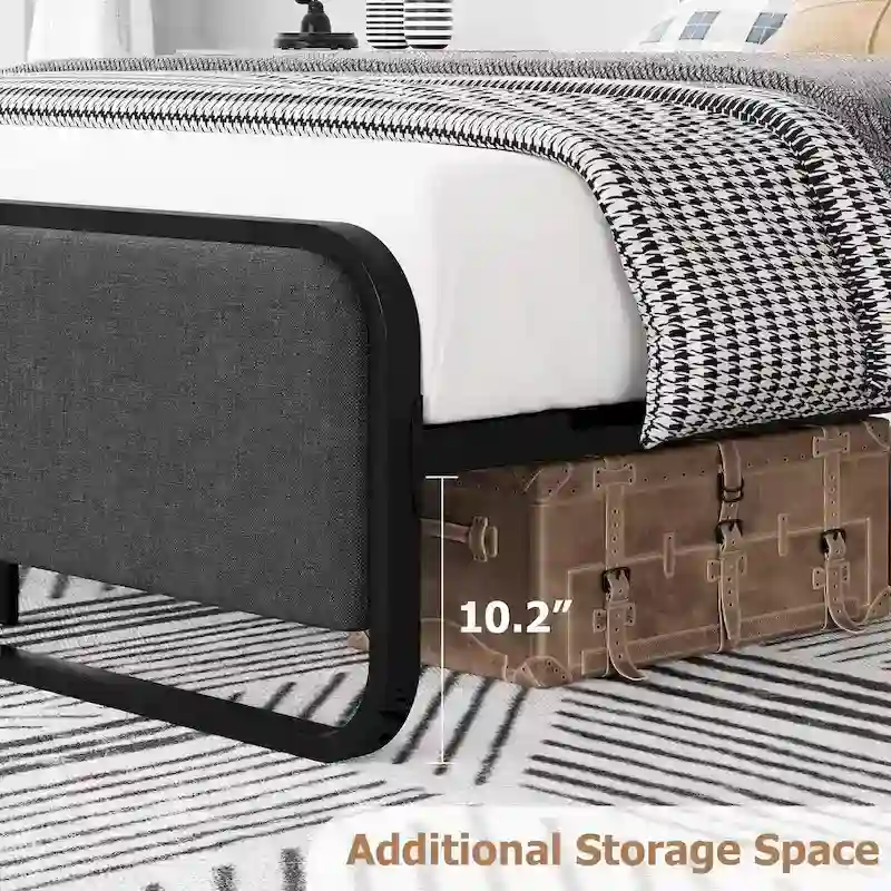 Bed Frame with Upholstered Headboard and Footboard