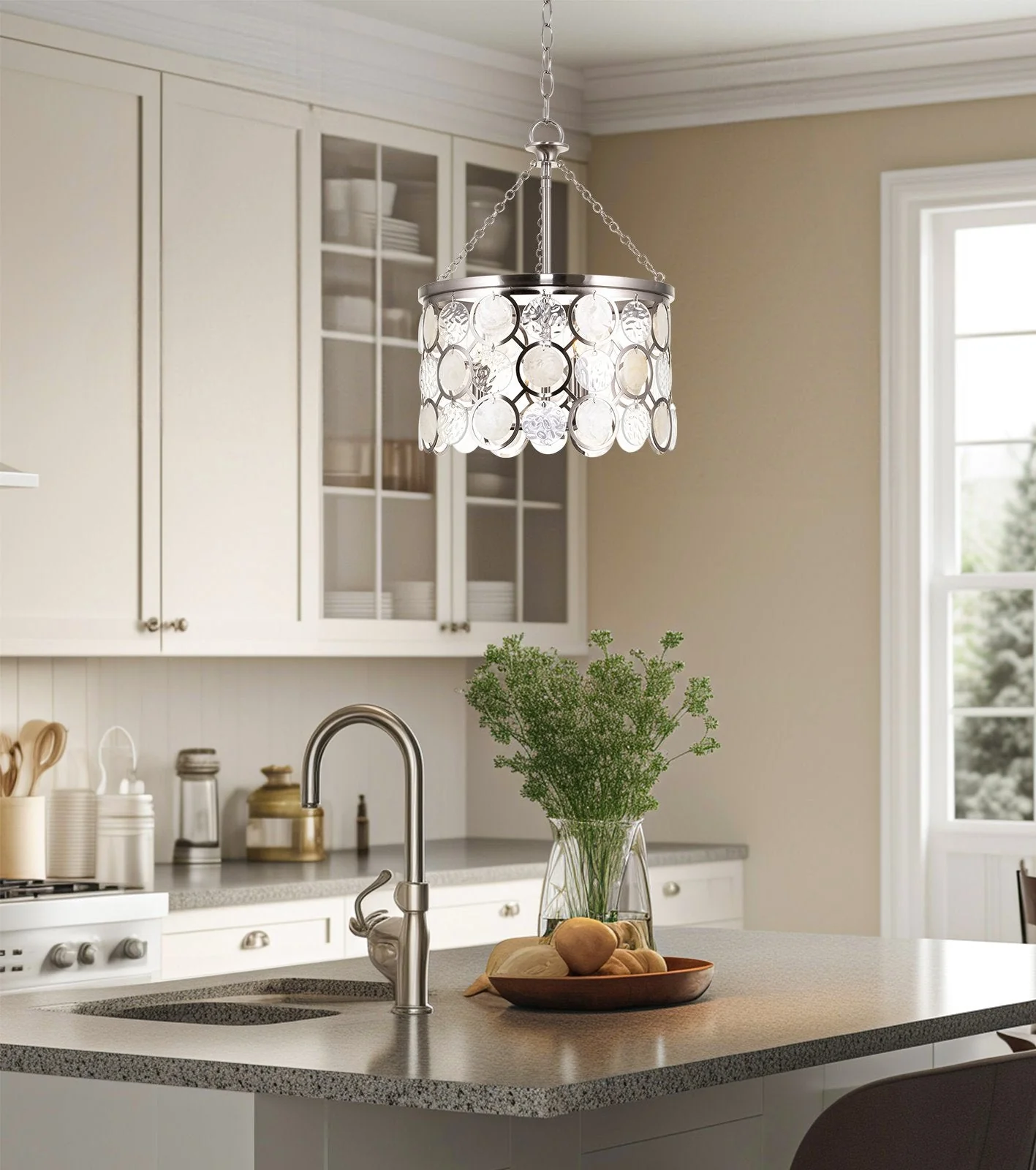 Estelle 18 Modern Chic 3-Light Crystal Pendant Chandelier