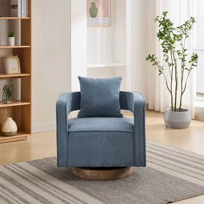 29.1  Swivel Accent Chair with Weathered Wood Base