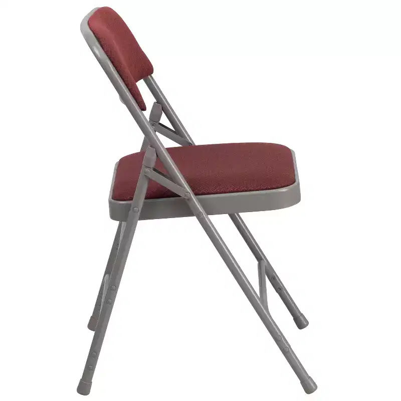 Emma and Oliver 4 Pack Curved Triple Braced & Double Hinged Fabric Upholstered Metal Folding Chair