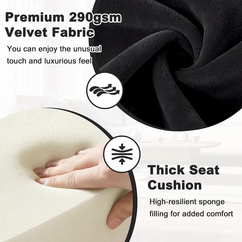 Tufted Velvet Accent Chair Upholstered Living Room Side Chair - 27.6 W x 28 D x 31.3 H