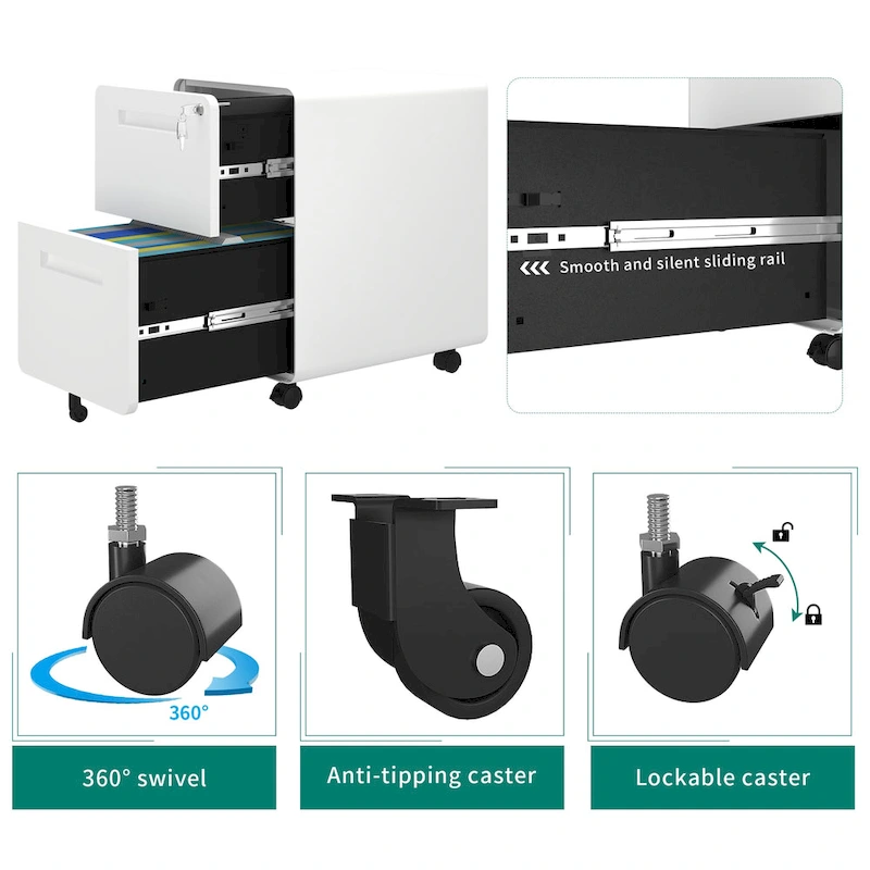 Modern 24.8 2-drawer Rolling Locking Steel File Cabinet