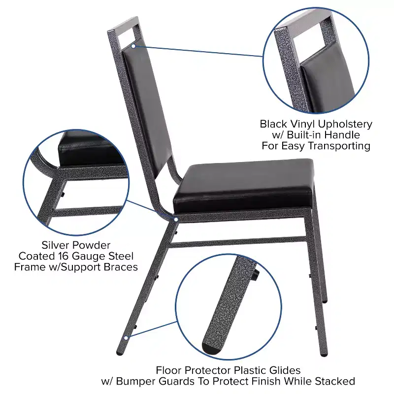 Flash Furniture HERCULES Series Square Back Stacking Banquet Chair with Silvervein Frame