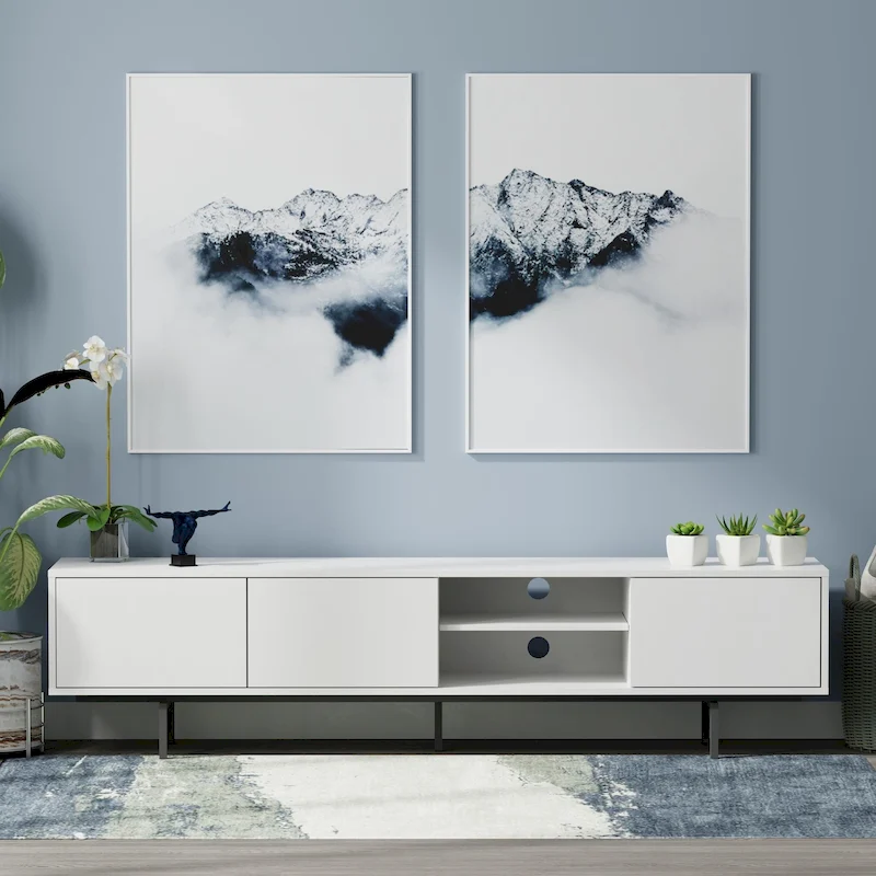 Glenwillow Home Atlas 78  x 20  Lowboy Mid-Century Modern TV Stand Console